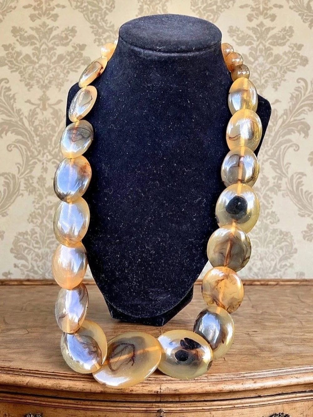 Chico's Amber-Tone Beaded Statement Necklace